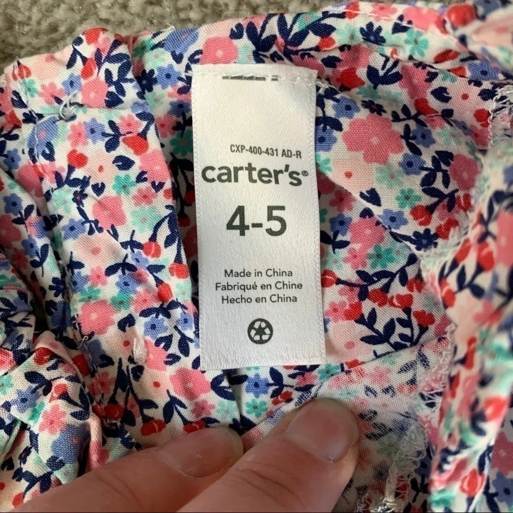 Carter’s Pink Floral Cotton A-line Dress 4-5